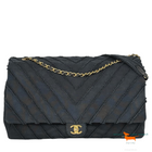 Chanel Black Chevron Canvas XXL PatchworkFlap Bag