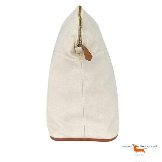 Hermes Bolide Ivory Travel Case Bag Pouche Cotton-Leather