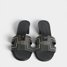 Hermes Black Studded Leather Oasis Sandals