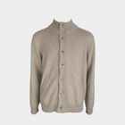 Brioni Cashmere Cardigan with Leather Trim