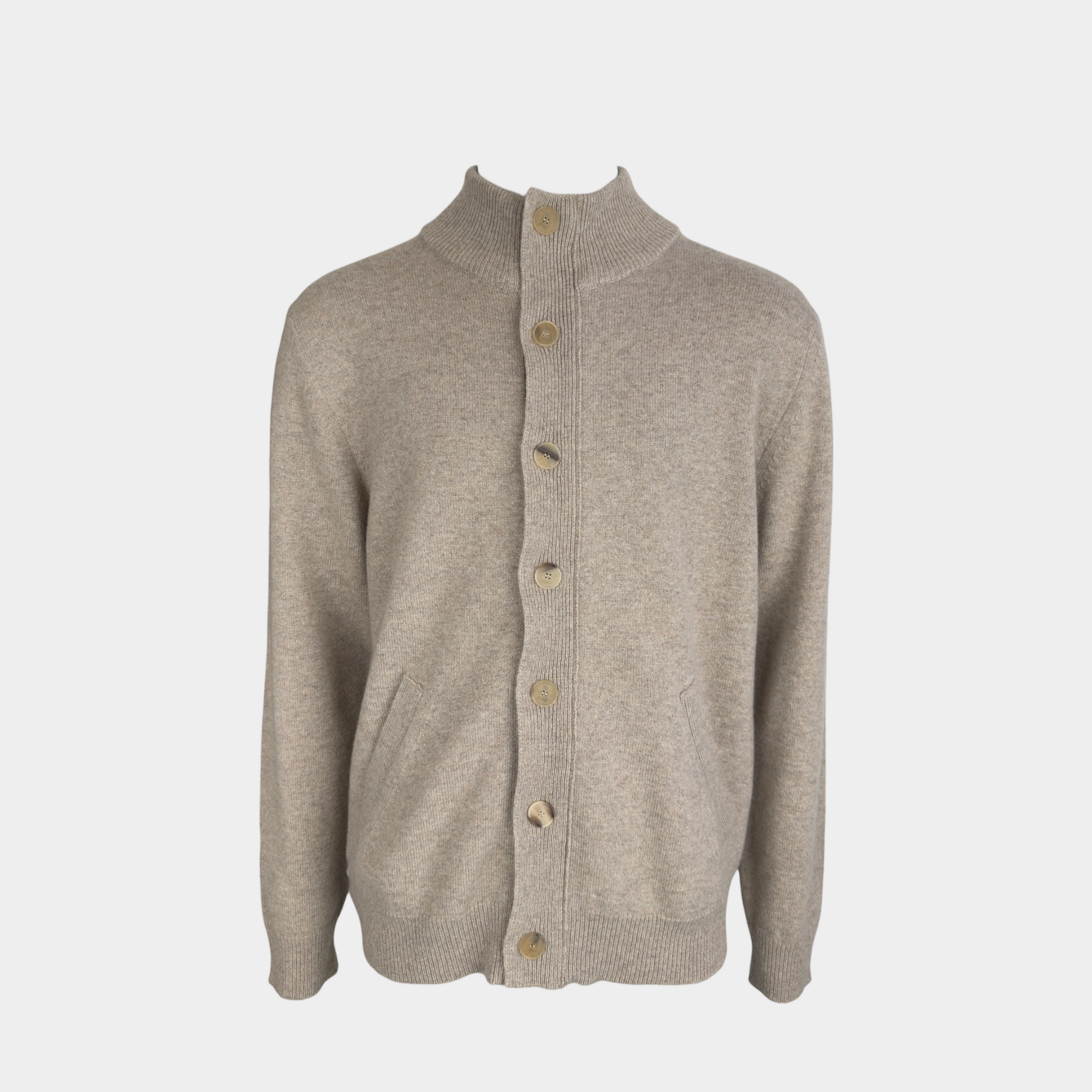 Brioni Cashmere Cardigan with Leather Trim