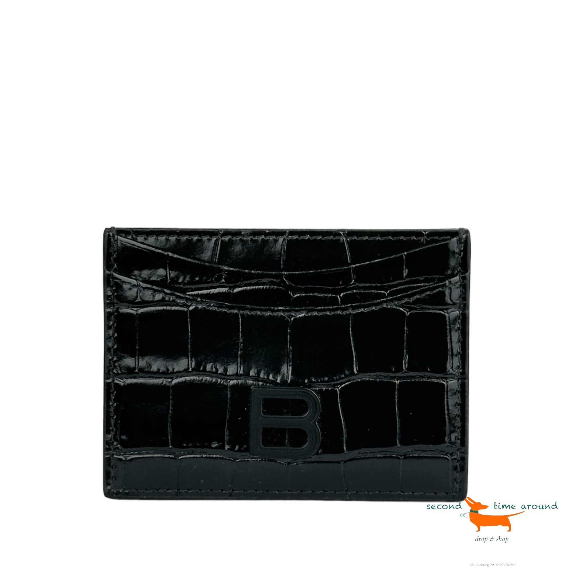 Balenciaga Hourglass Croc-Effect Patent Leather Wallet