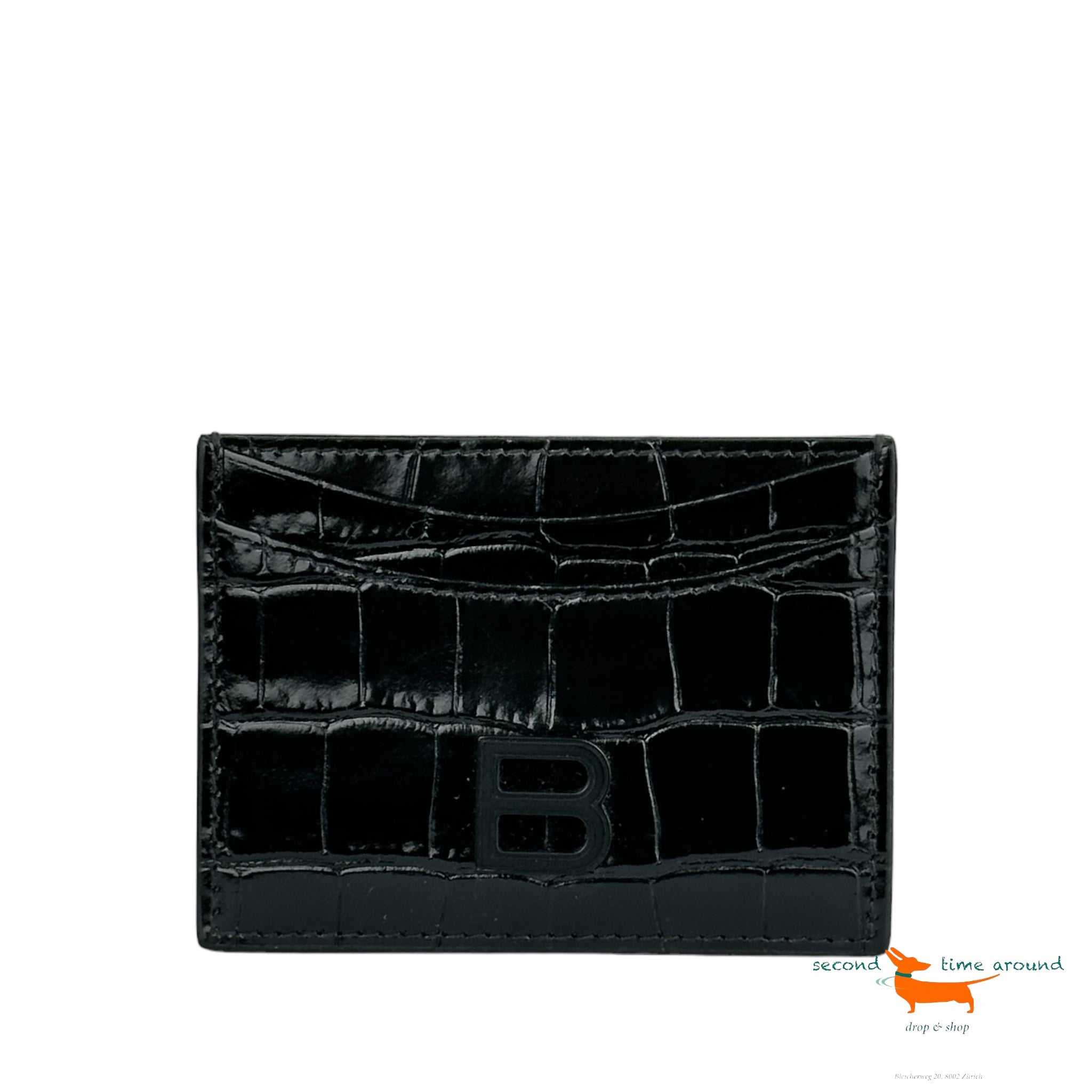 Balenciaga Hourglass Croc-Effect Patent Leather Wallet