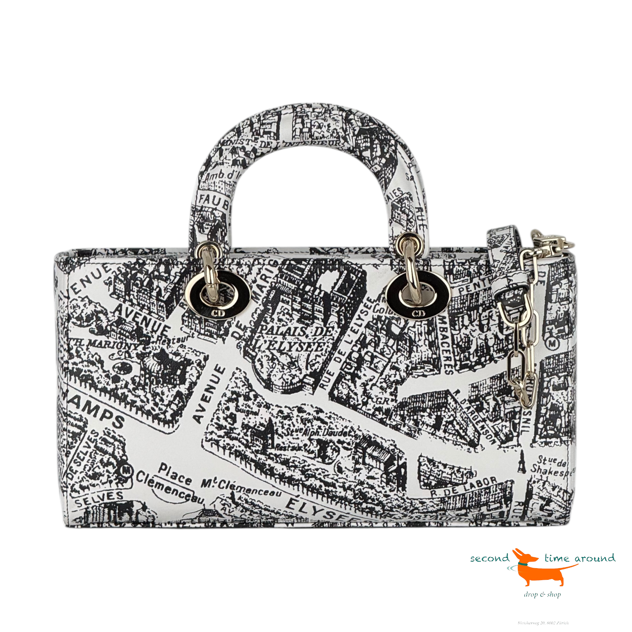 Christian Dior Dior Lady D-Joy Medium Black White Bag