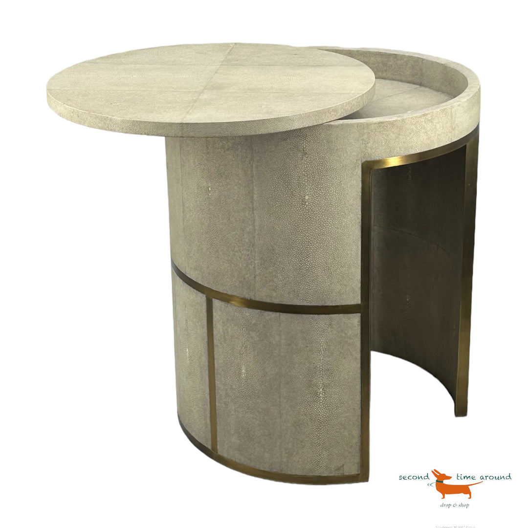 Side Table in Shagreen and Bronze-Patina Brass by R&Y Augousti