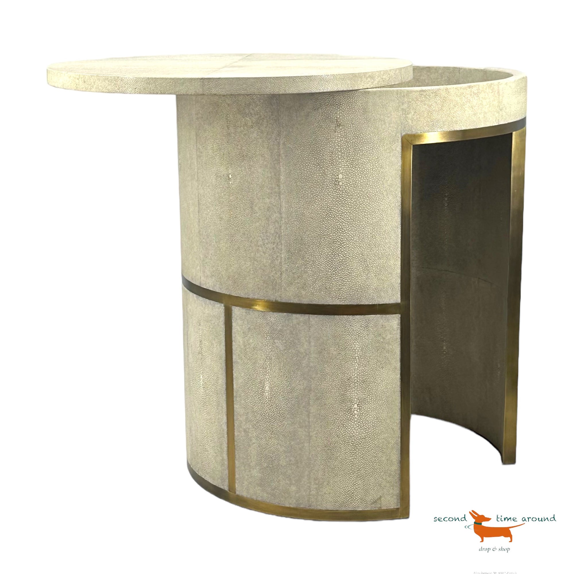 Side Table in Shagreen and Bronze-Patina Brass by R&Y Augousti