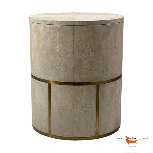 Side Table in Shagreen and Bronze-Patina Brass by R&Y Augousti