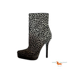 Gucci Leopard Pony Hair Platform Ankle Heel Boots