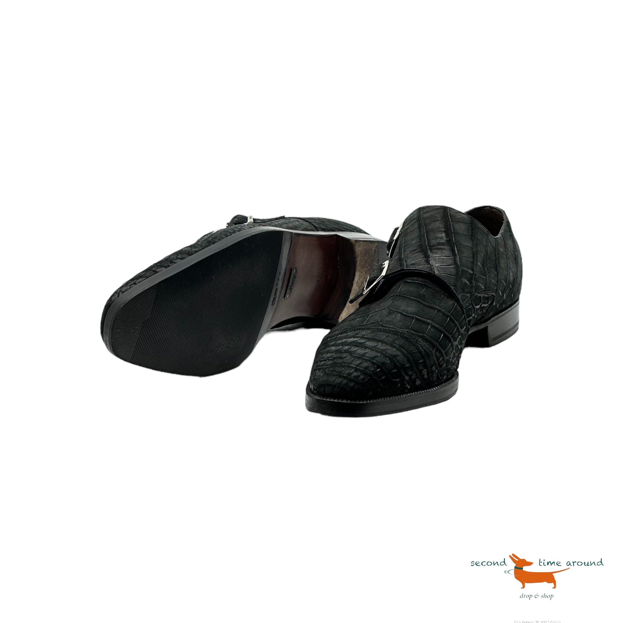 Brioni Crocodile Monkstrapes Shoes