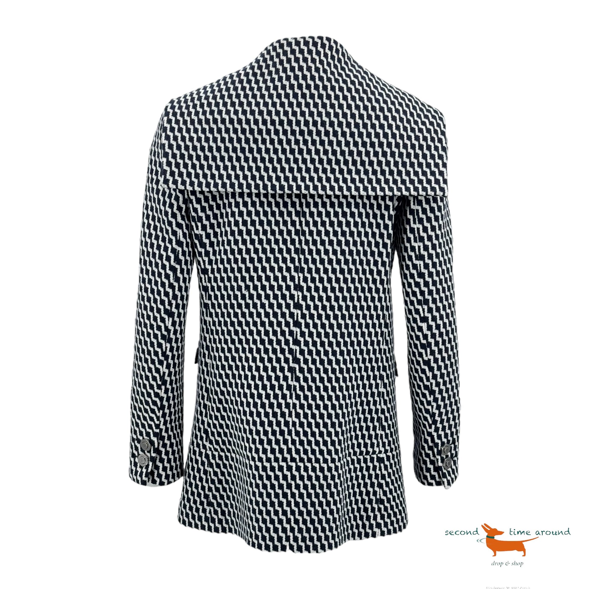 Chanel blue & white Wool
Hamburg Zigzag Peacoat Jacket