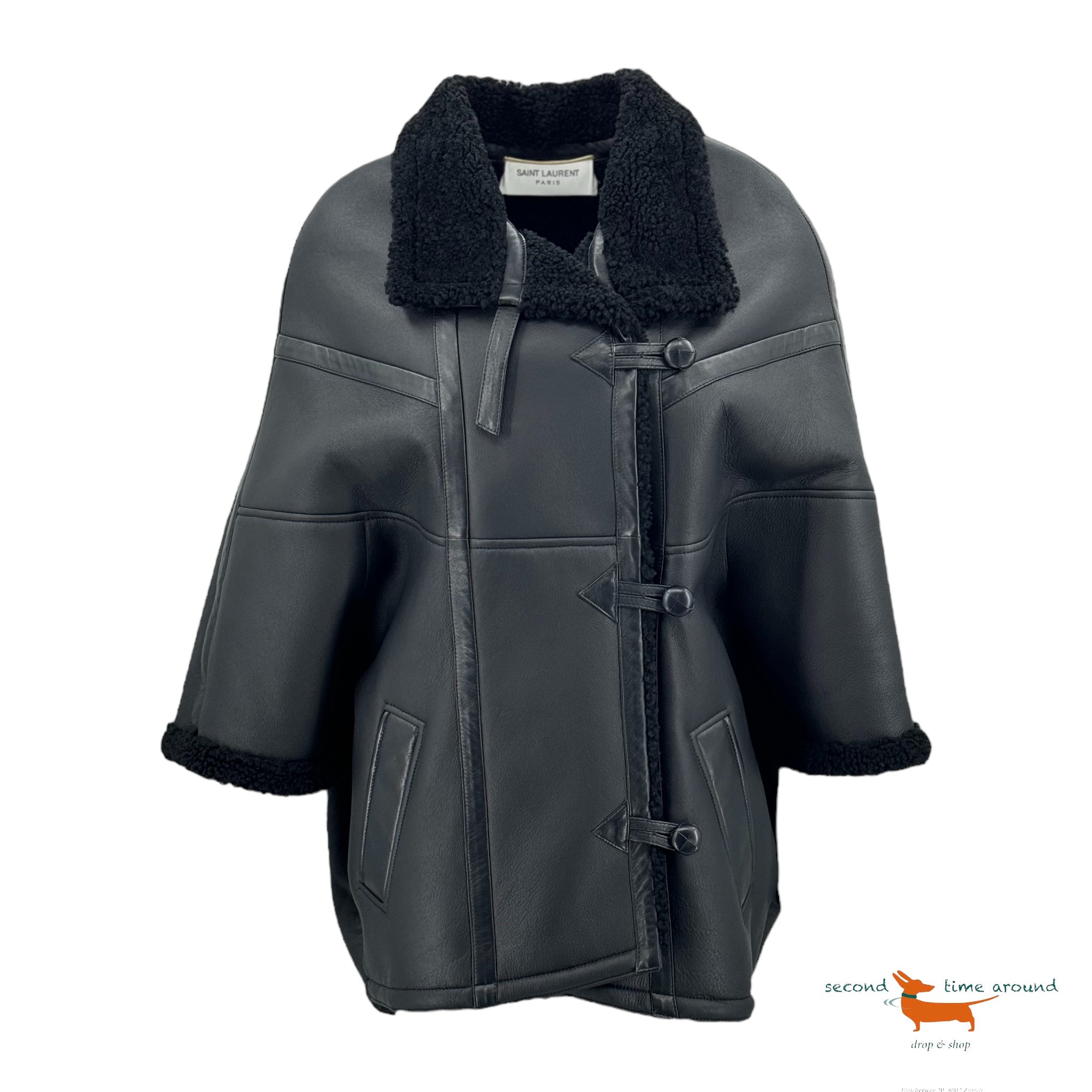 Saint Laurent Coccoon Shearling Cape