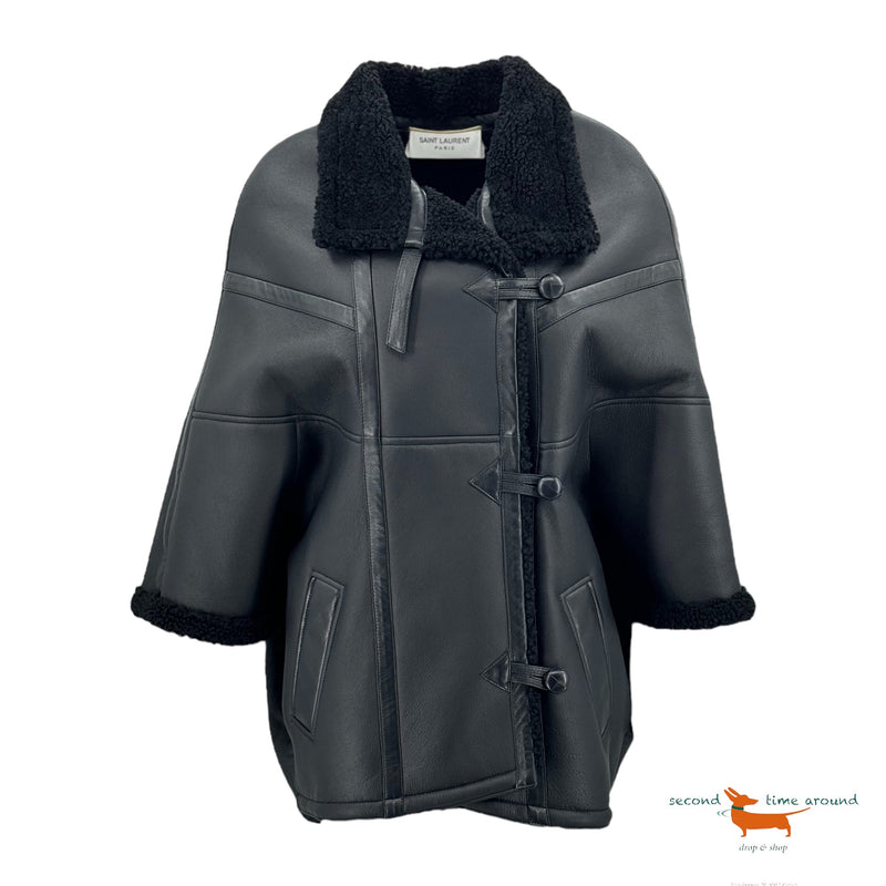 Saint Laurent Coccoon Shearling Cape
