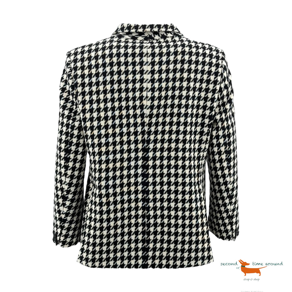 Gucci Black & White Houndstooth Fitted Jacket