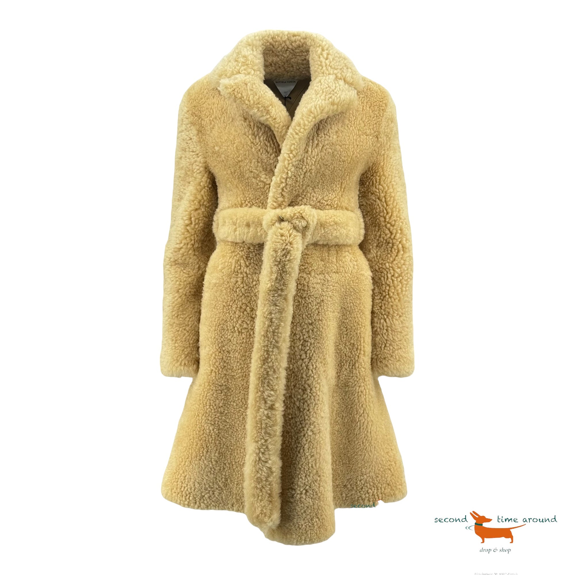 Bottega Veneta Teddy Shearling Coat with Belt