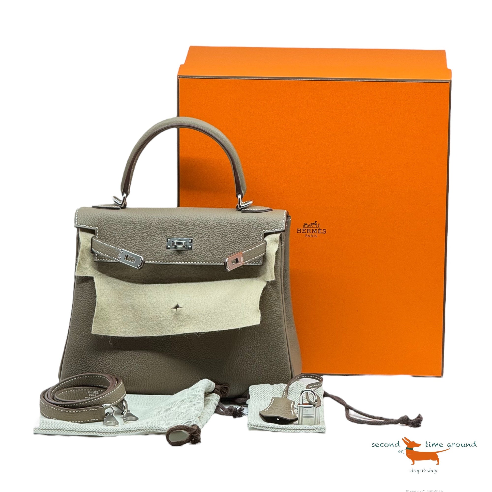 Hermès Kelly II retourne 25 Veau Togo 18 Etoupe