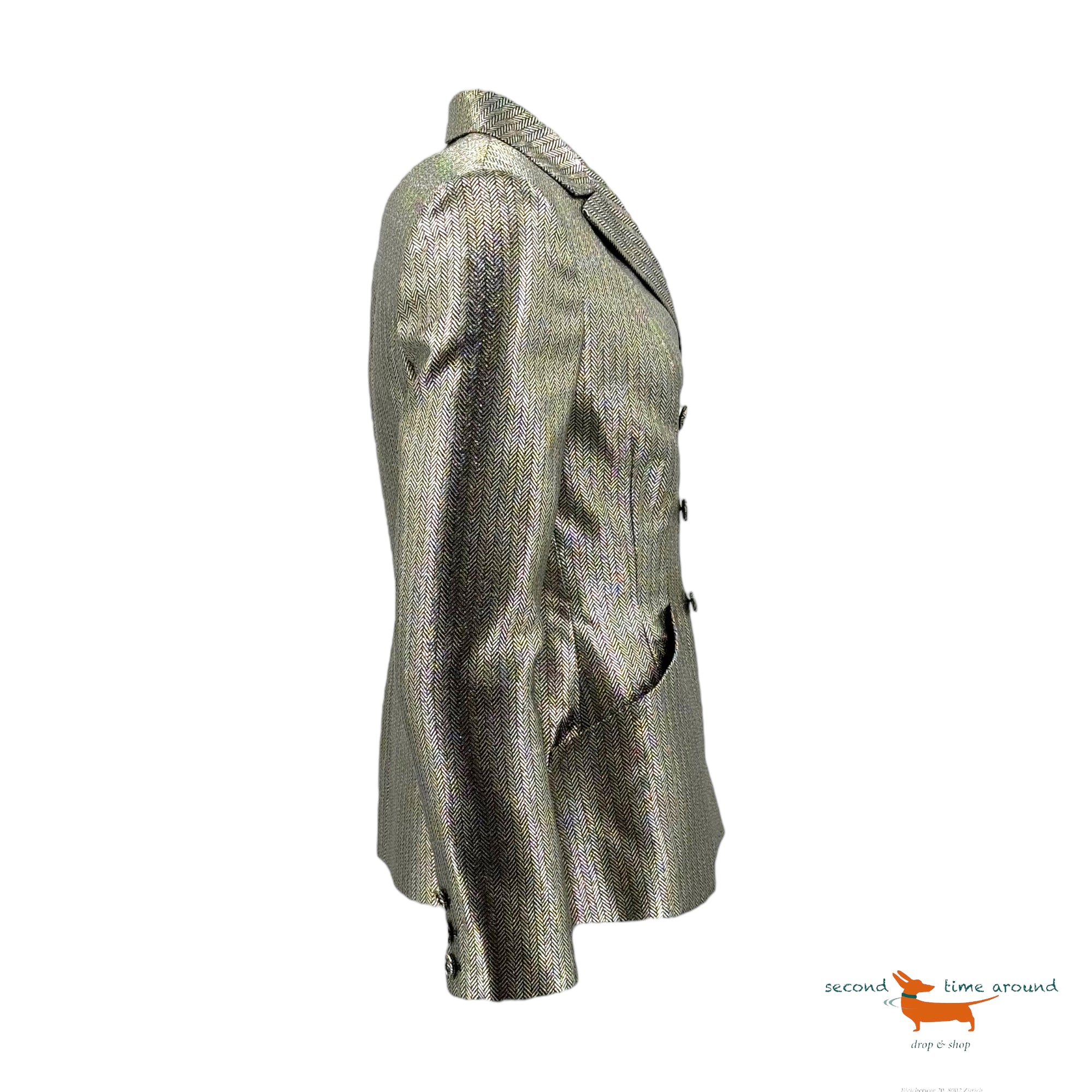 Christian Dior Metallic Herringbone Double Breasted Jacket