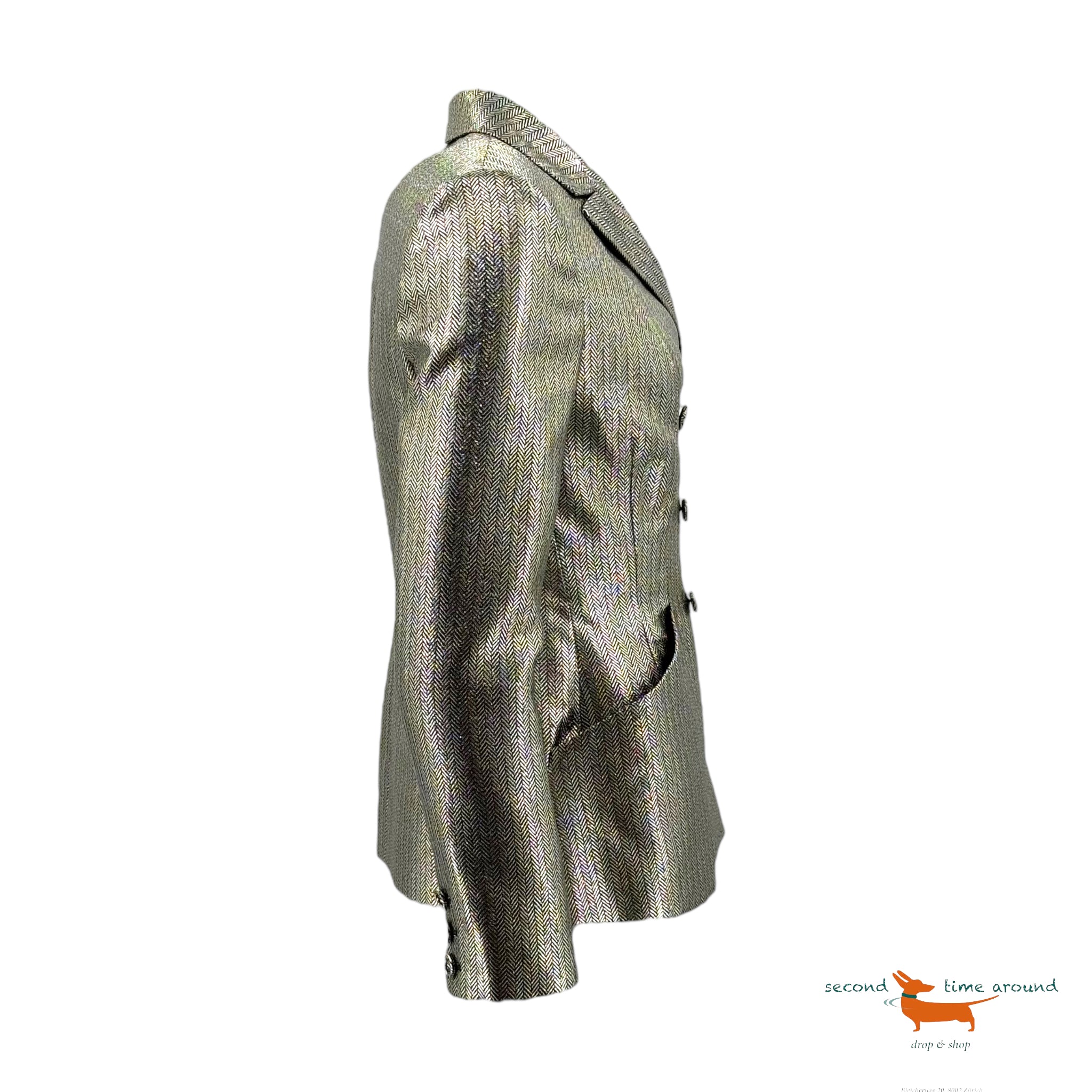 Christian Dior Metallic Herringbone Double Breasted Jacket