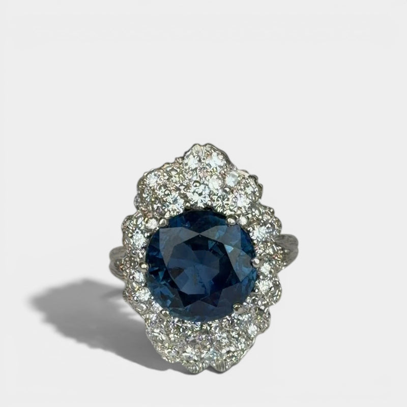 Vintage Sapphire and Diamond Engagement Ring