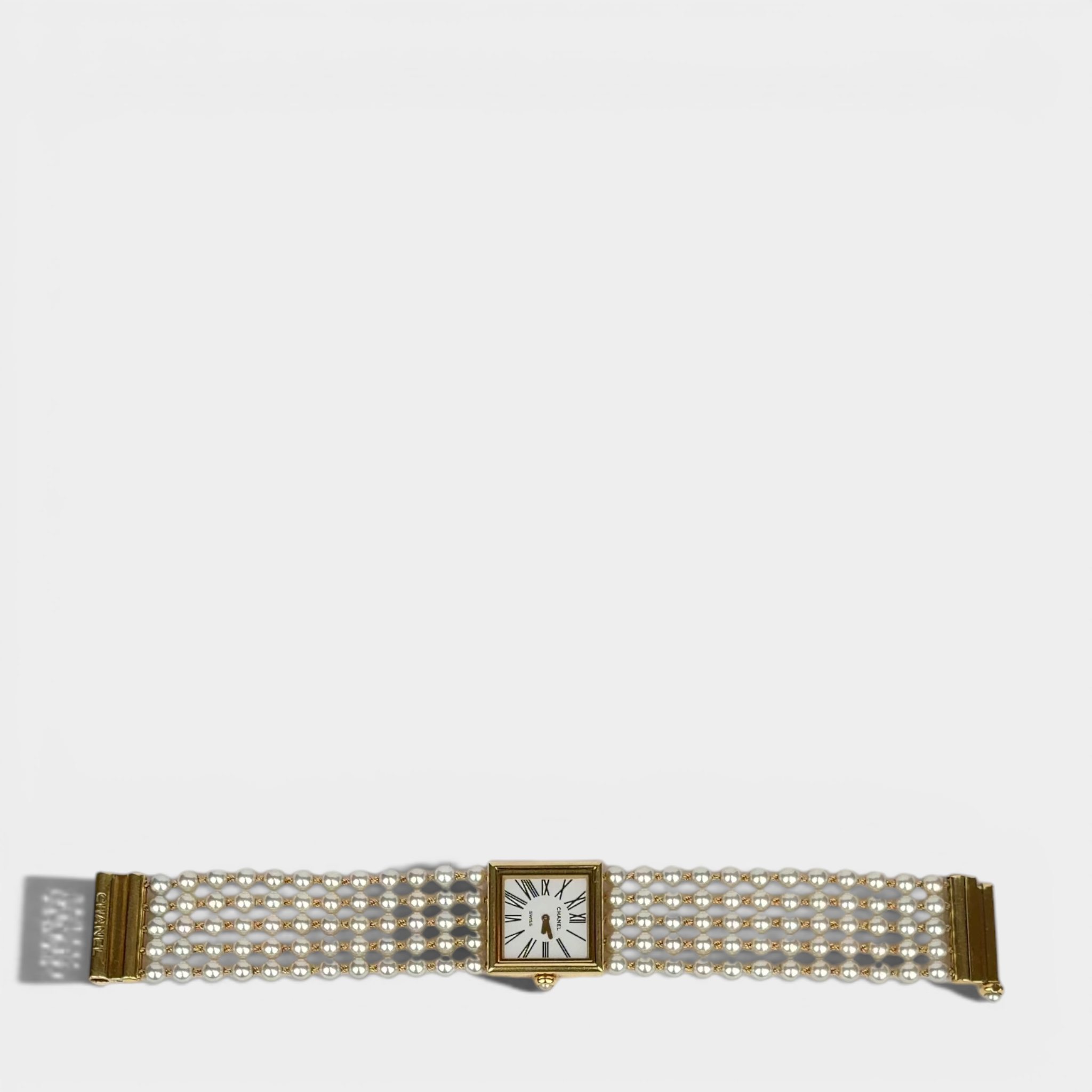 Chanel Mademoiselle 18K Yellow Gold Pearls Watch
