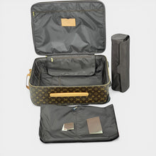 Monogrammed Rolling Suitcase With Stripes