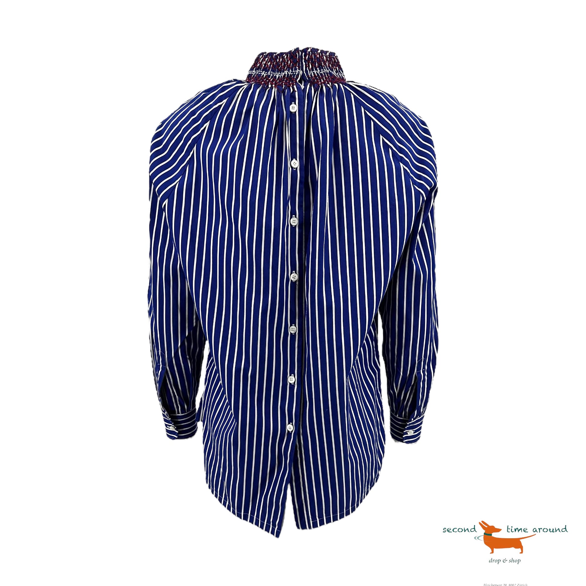 Prada Embroidered Cotton Smocked Blouse