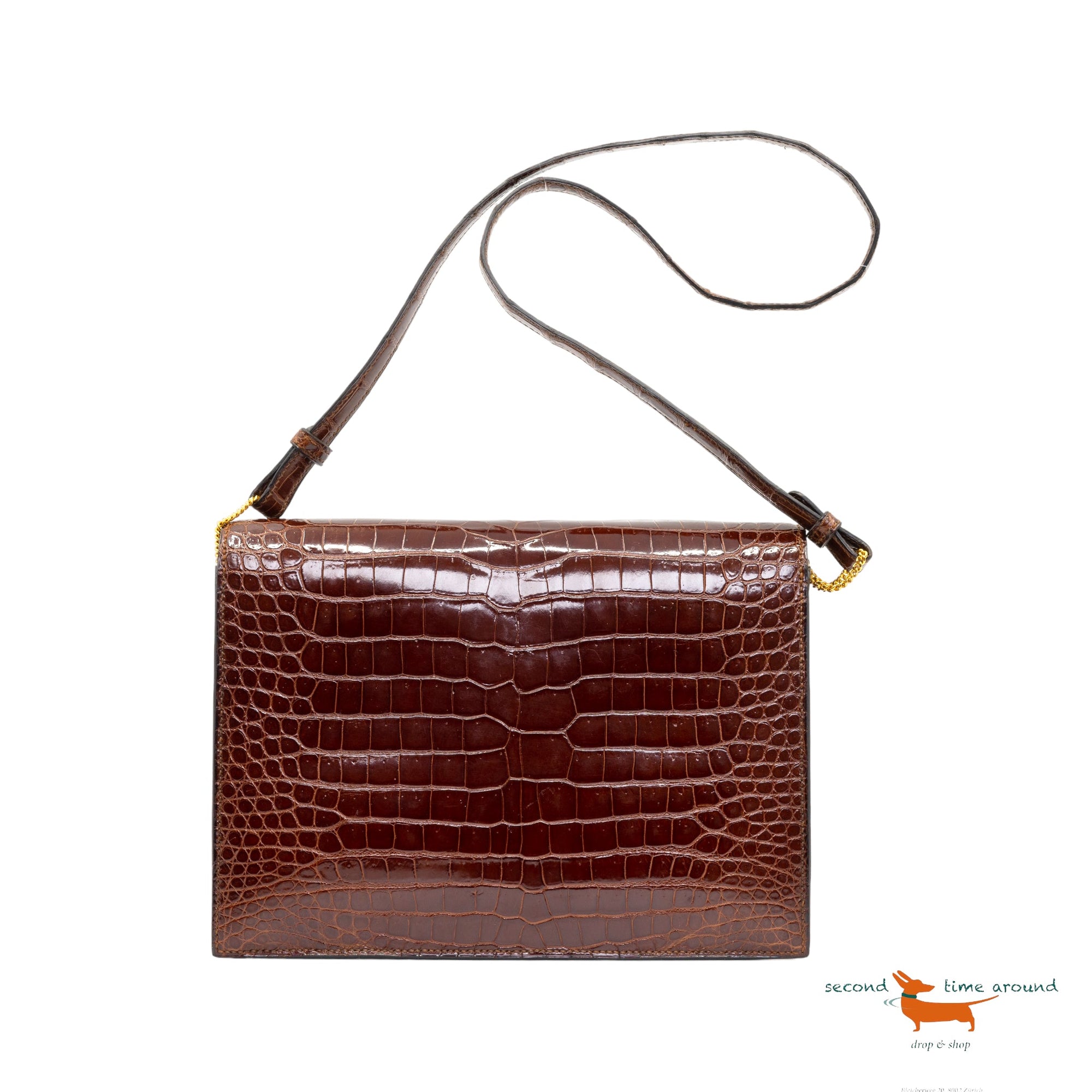 Hermes Faco" en crocodile porosus Brown Bag
