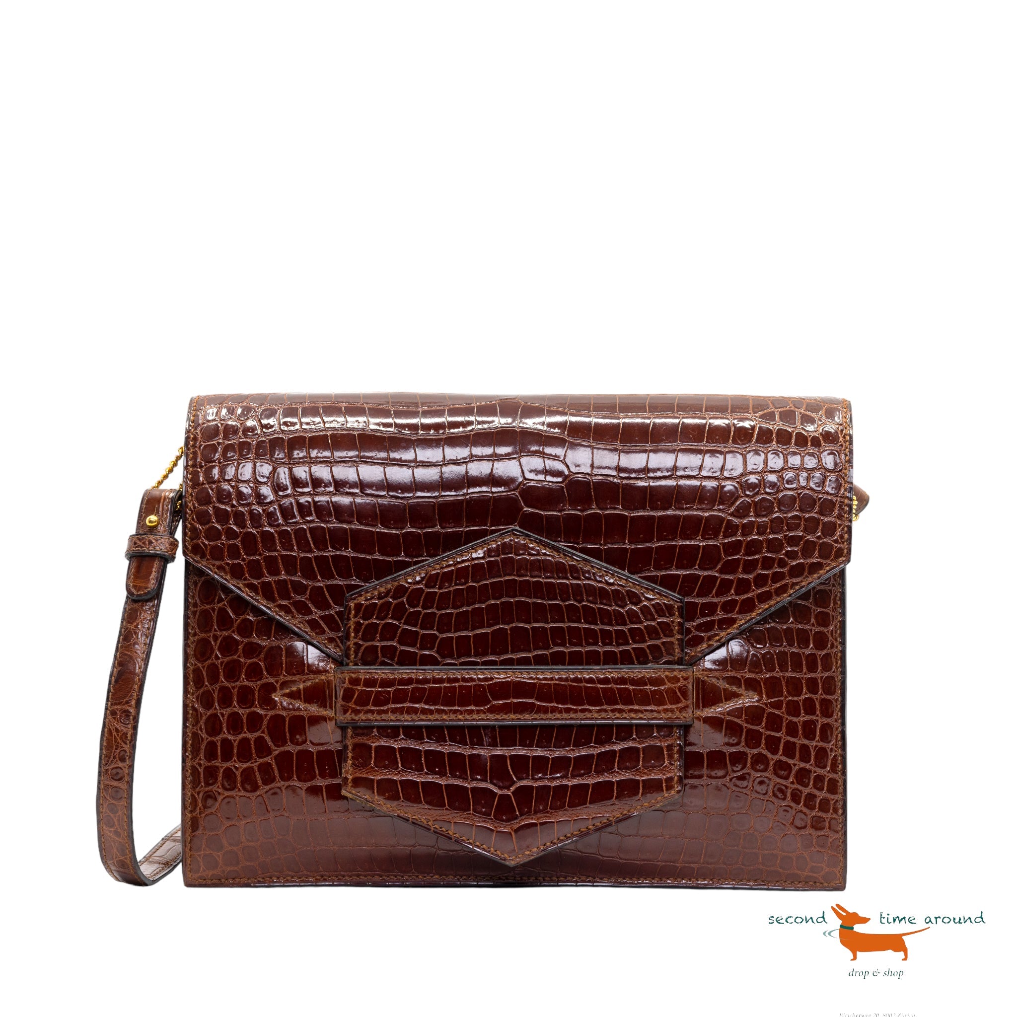 Hermes Faco" en crocodile porosus Brown Bag