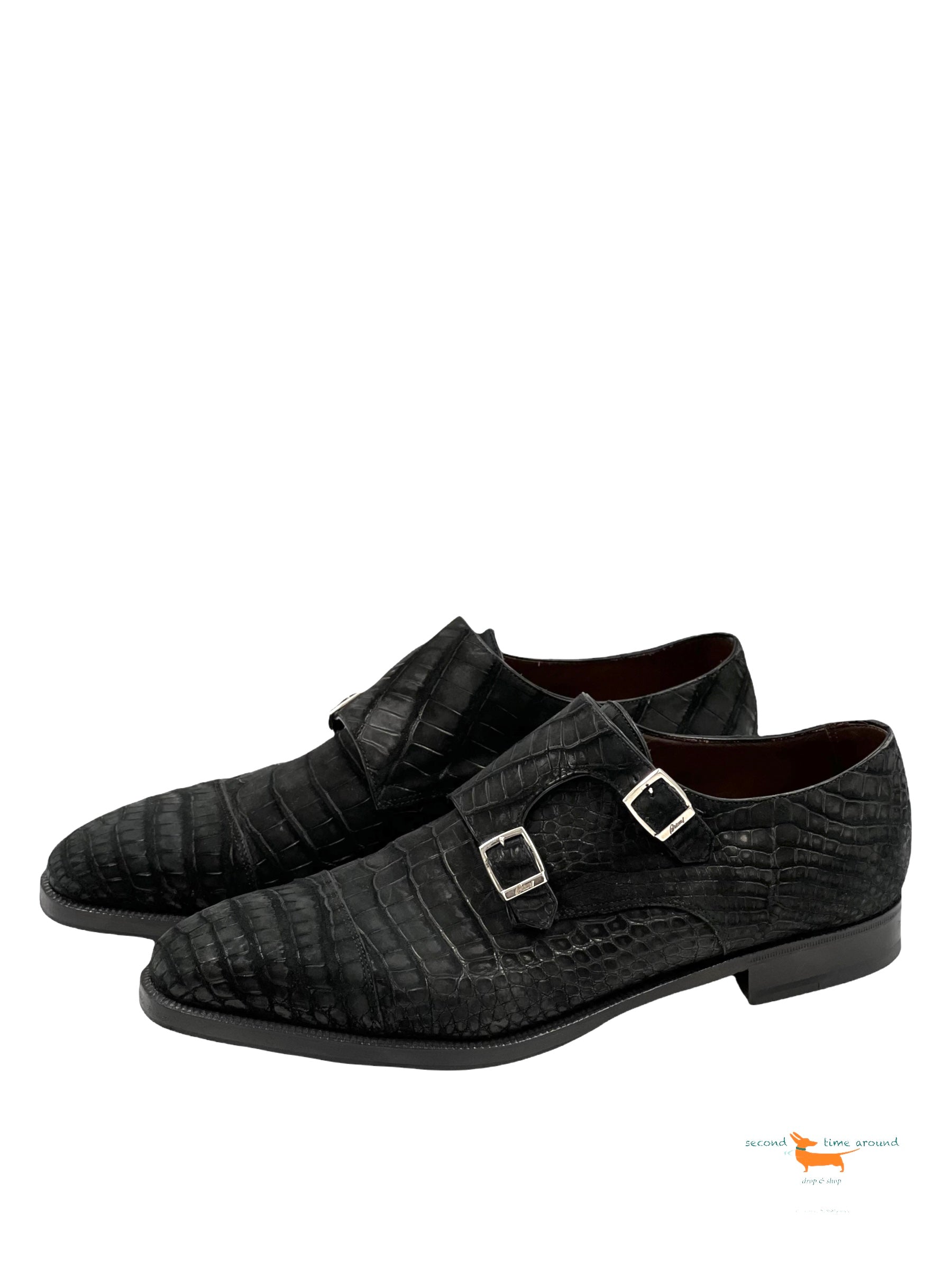 Brioni Crocodile Monkstrapes Shoes