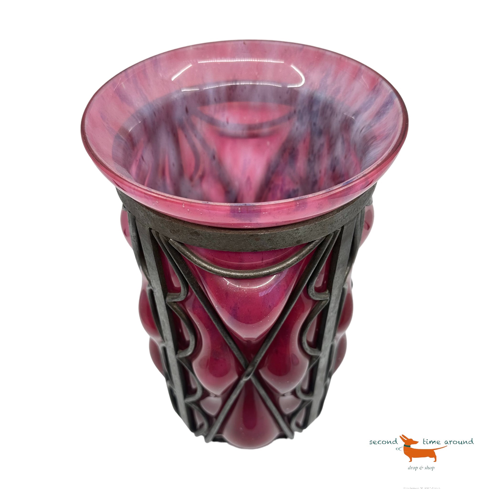 Art Deco Daum and Nancy and Louis Majorelle glass and wrought iron Vase 1920 34 cm very rare size