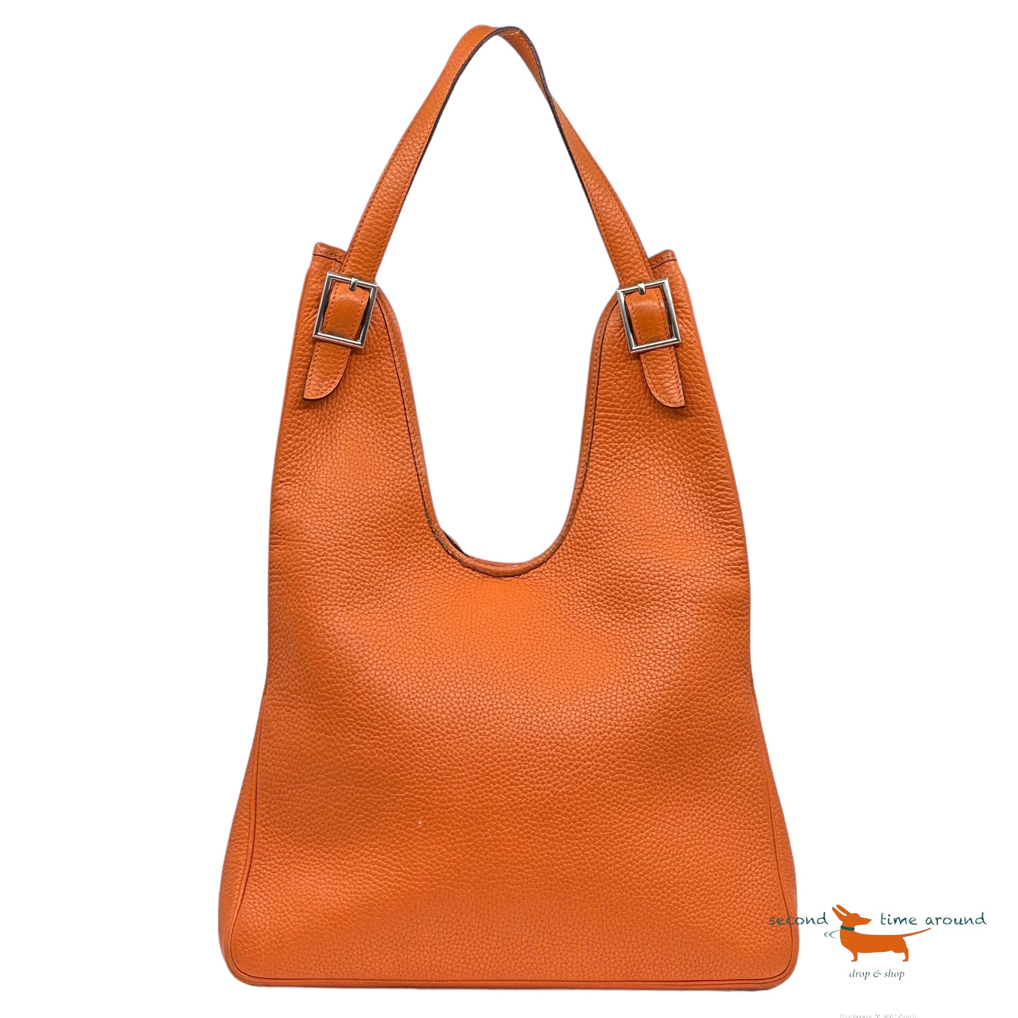 Hermes orange Clemence leather Massai Hobo Bag