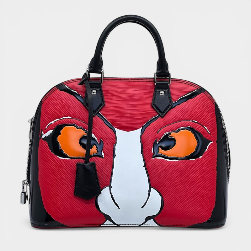 Embossed Leather Top Handle Satchel Bag