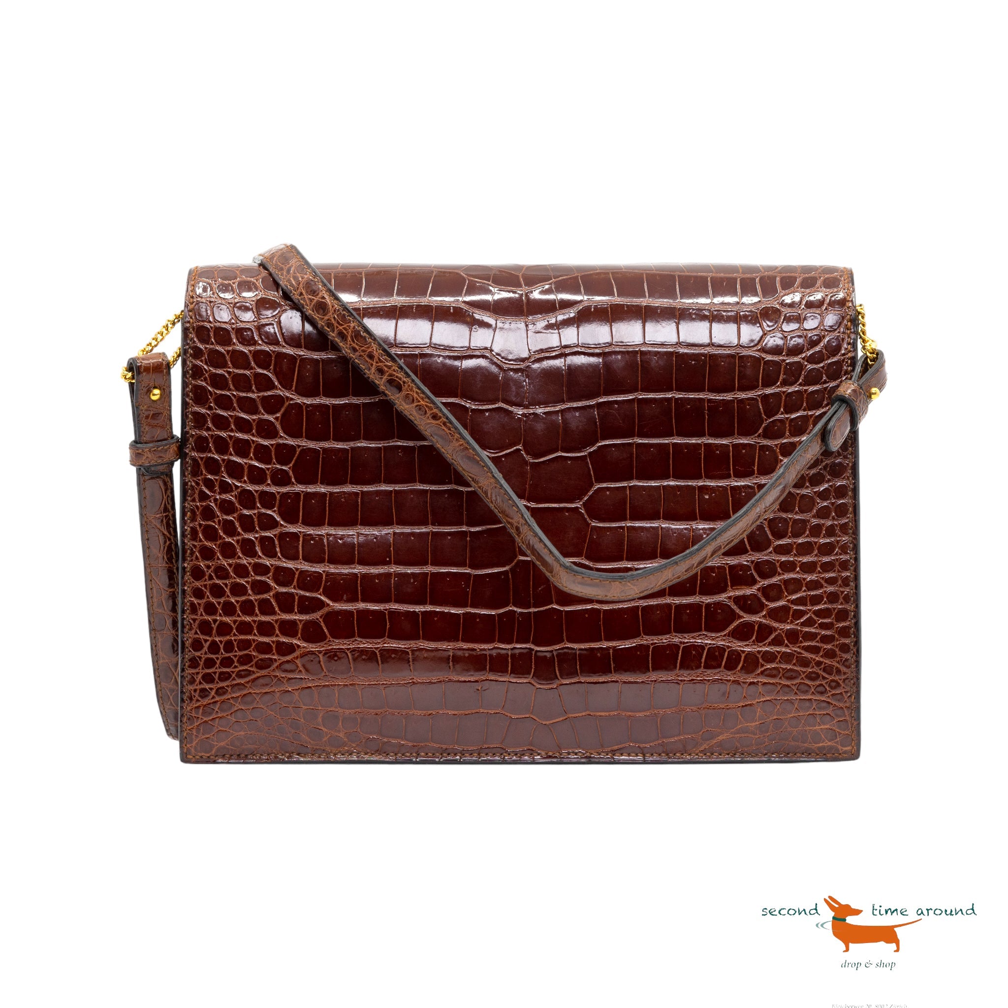 Hermes Faco" en crocodile porosus Brown Bag