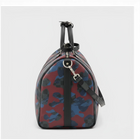 Secondtimearound Louis Vuitton Keepall Bandouliere 45 bag in Damier Cobalt Camouflage print with black leather trim and silver hardware.