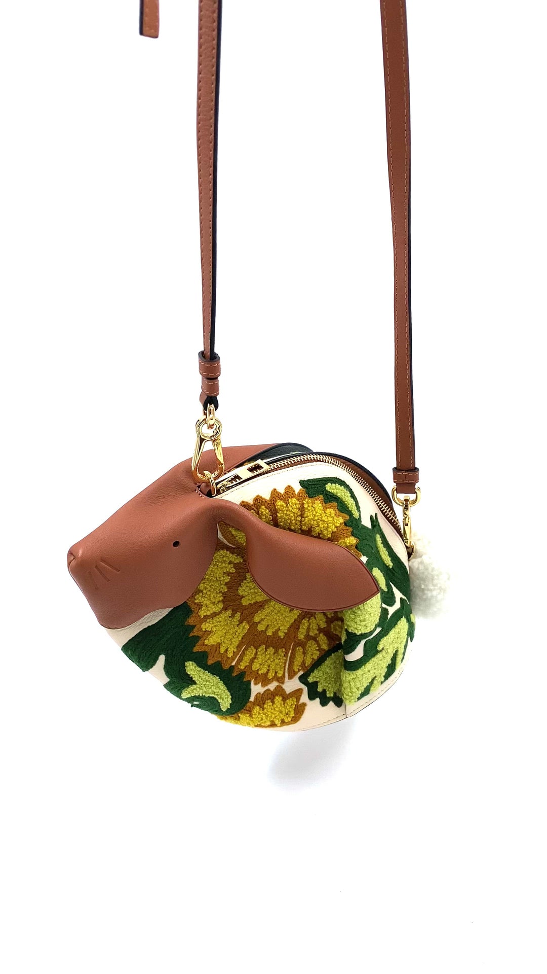 Loewe Bunny floral-embroidered leather cross-body bag