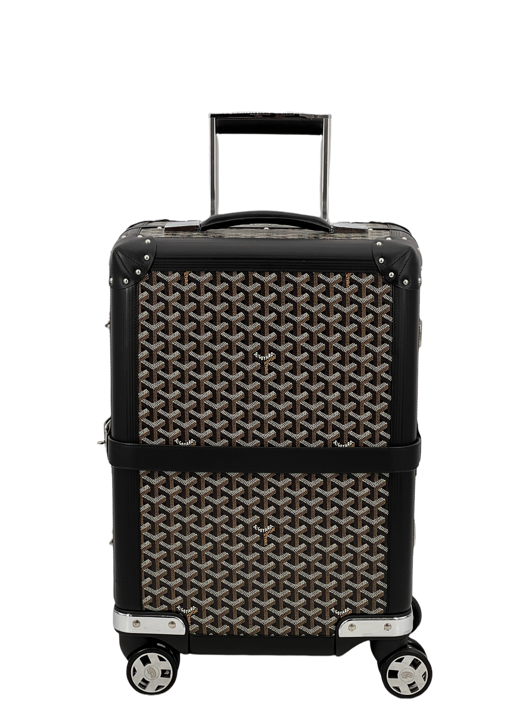 Goyard Black Goyardine Canvas and Leather Bourget Trolley