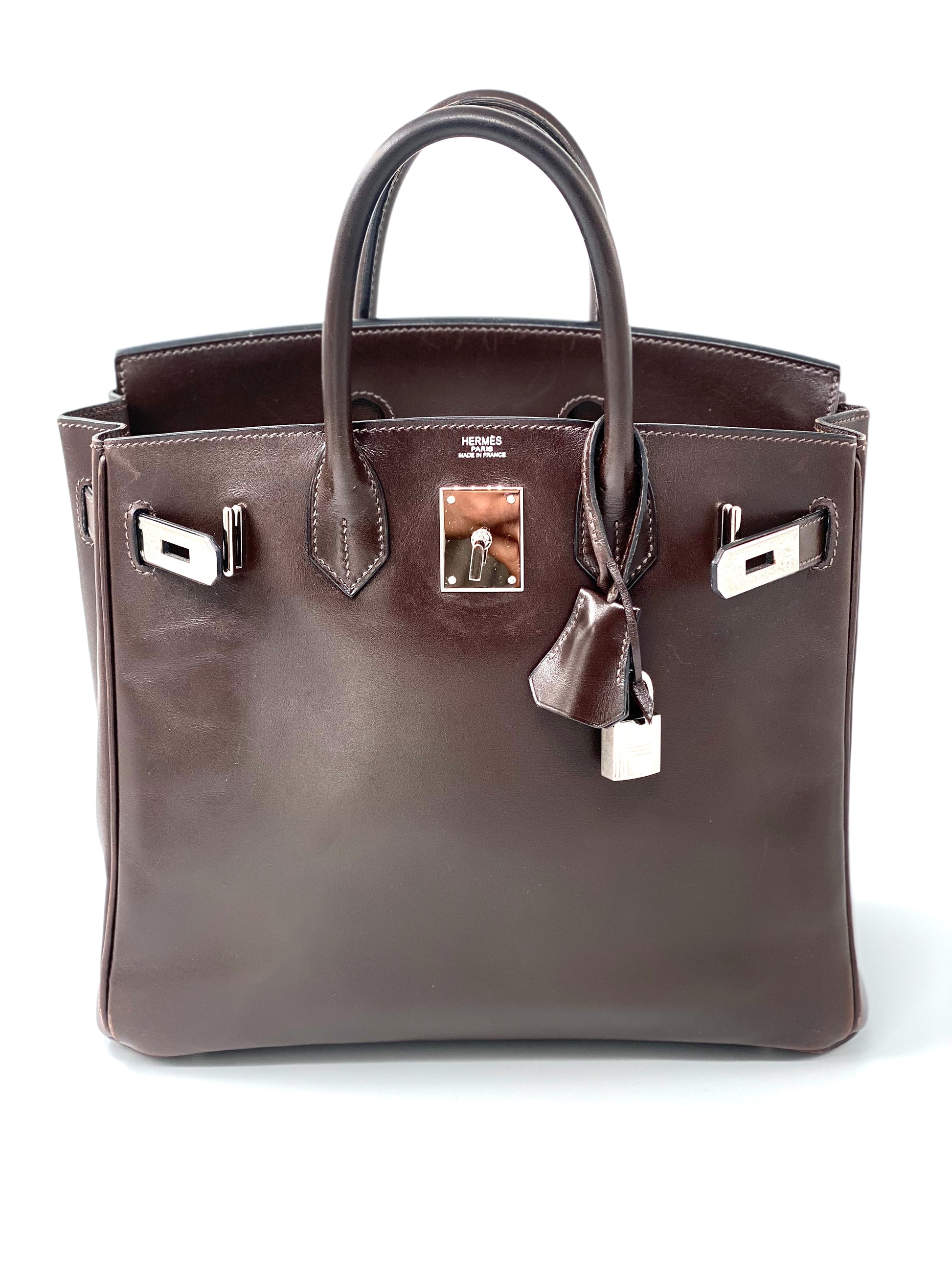 Hermes HAC Birkin 28 Box Leather Dark Brown Very Rare Bag 