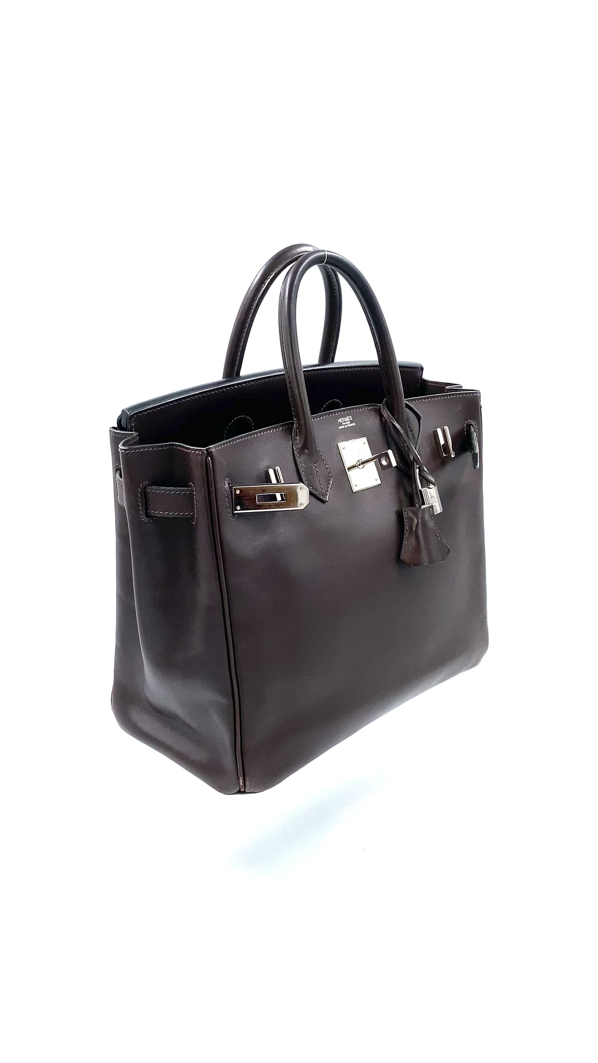 Hermes HAC Birkin 28 Box Leather Dark Brown Very Rare Bag – Second