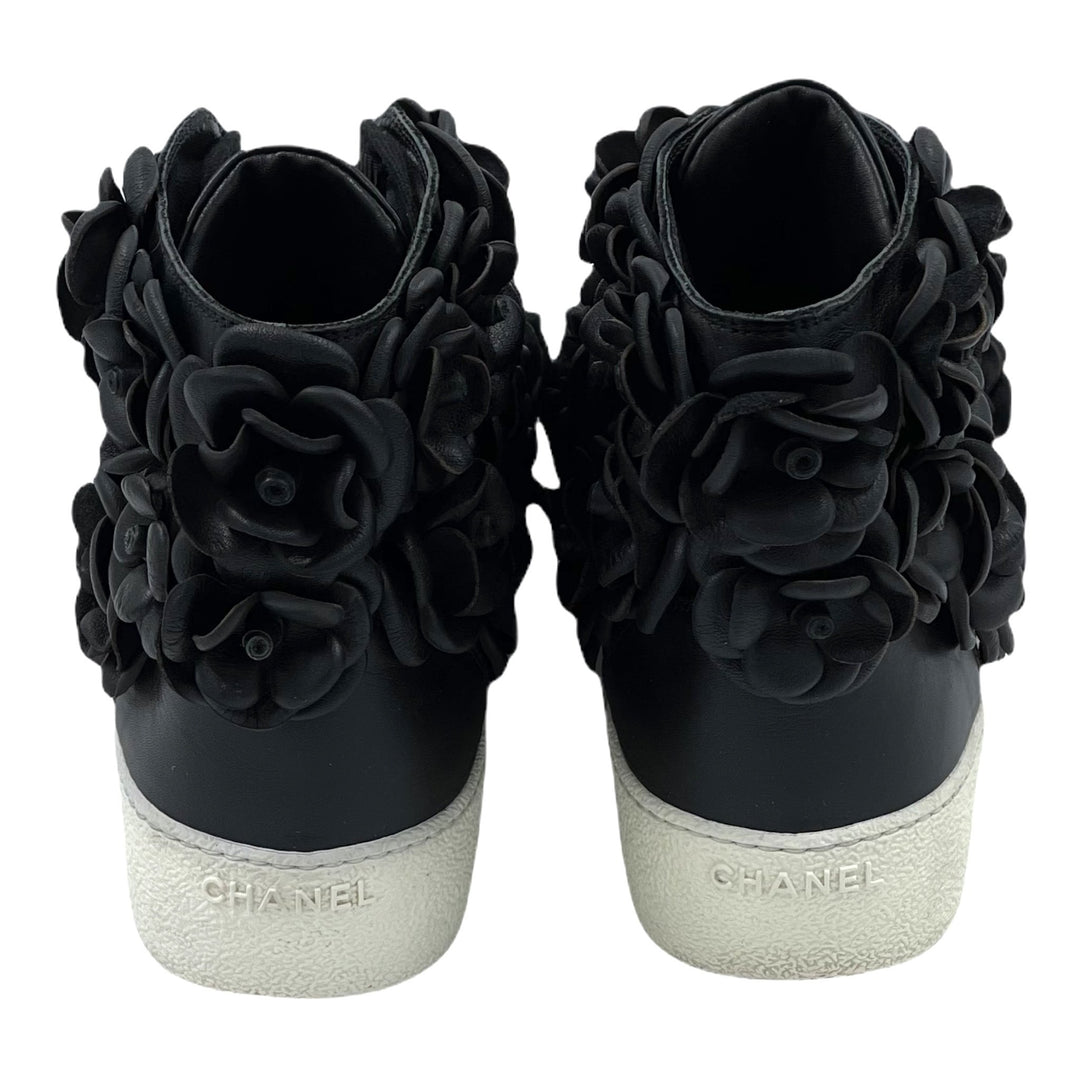 Chanel Velvet CC Logo Camellia Flower Sneakers