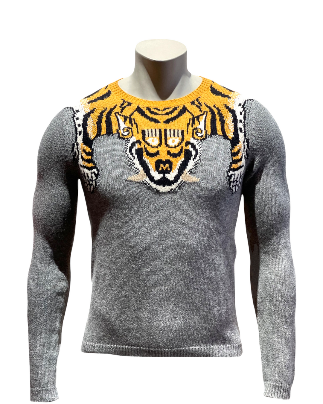 Gucci Wool Sweater With Tiger in Gray
