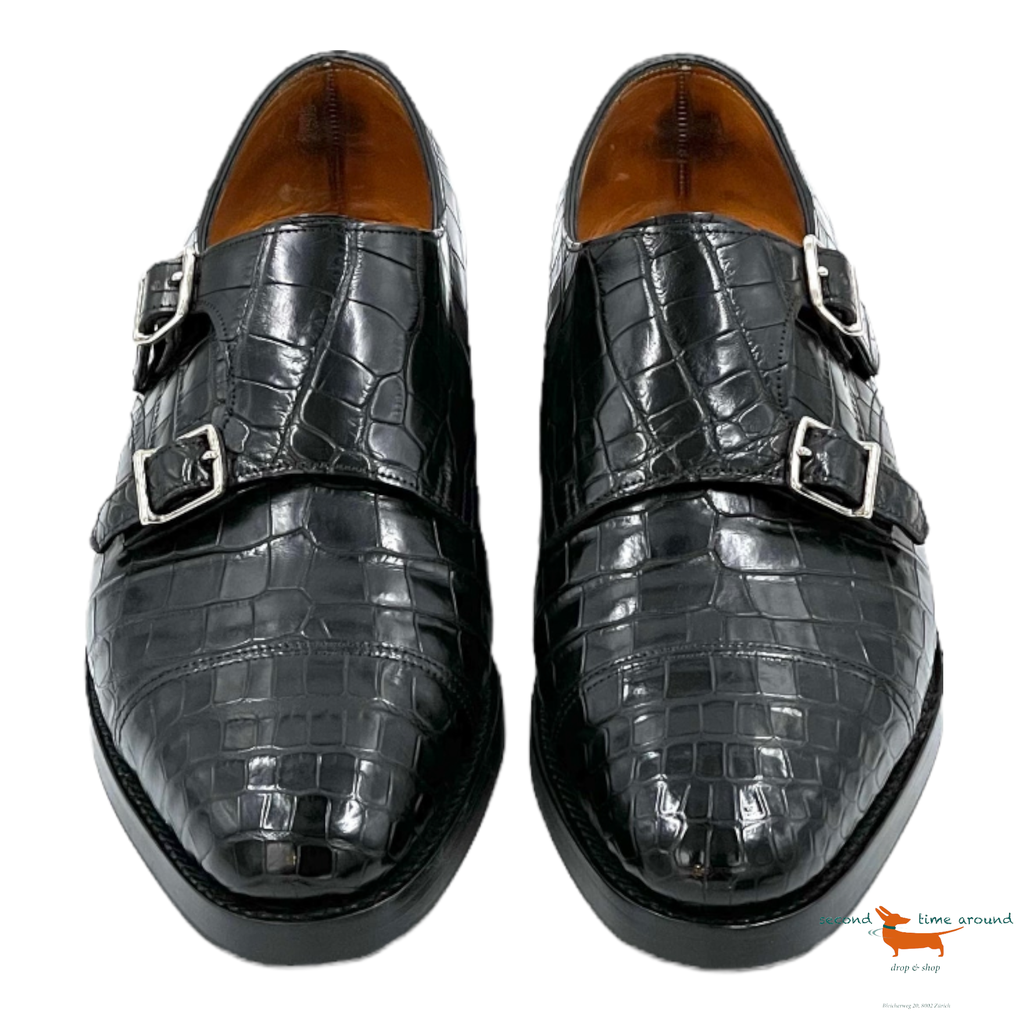 John Lobb William Silver Buckle Crocodile Shoes