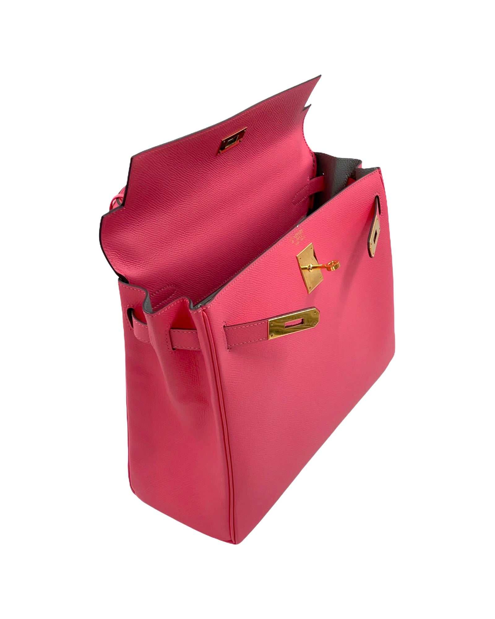 Hermes Kelly Retourne 32 Epsom Leather Rose Azalee Bag Rare