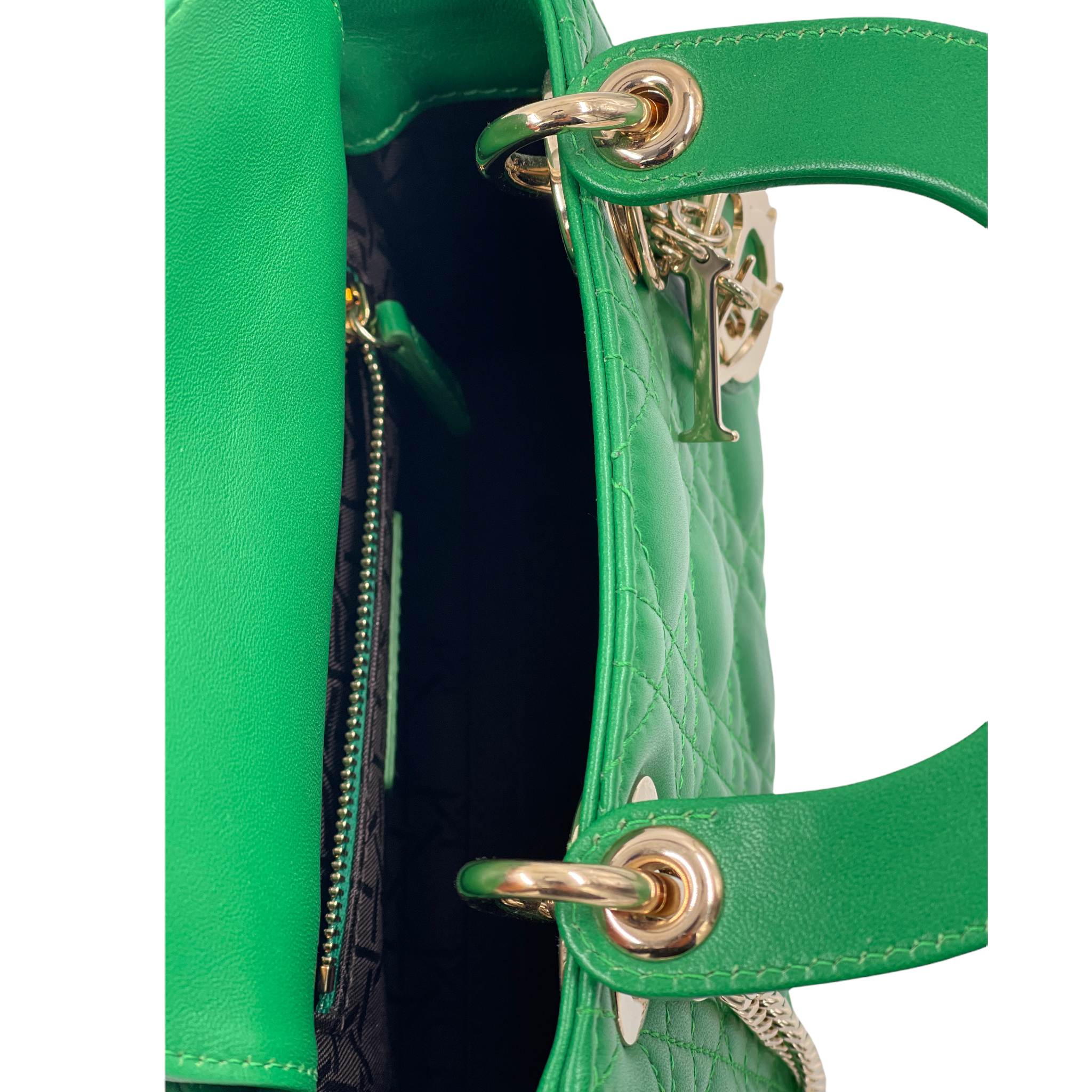 Christian Dior Green Cannage Lambskin Leather Mini Lady Dior Bag