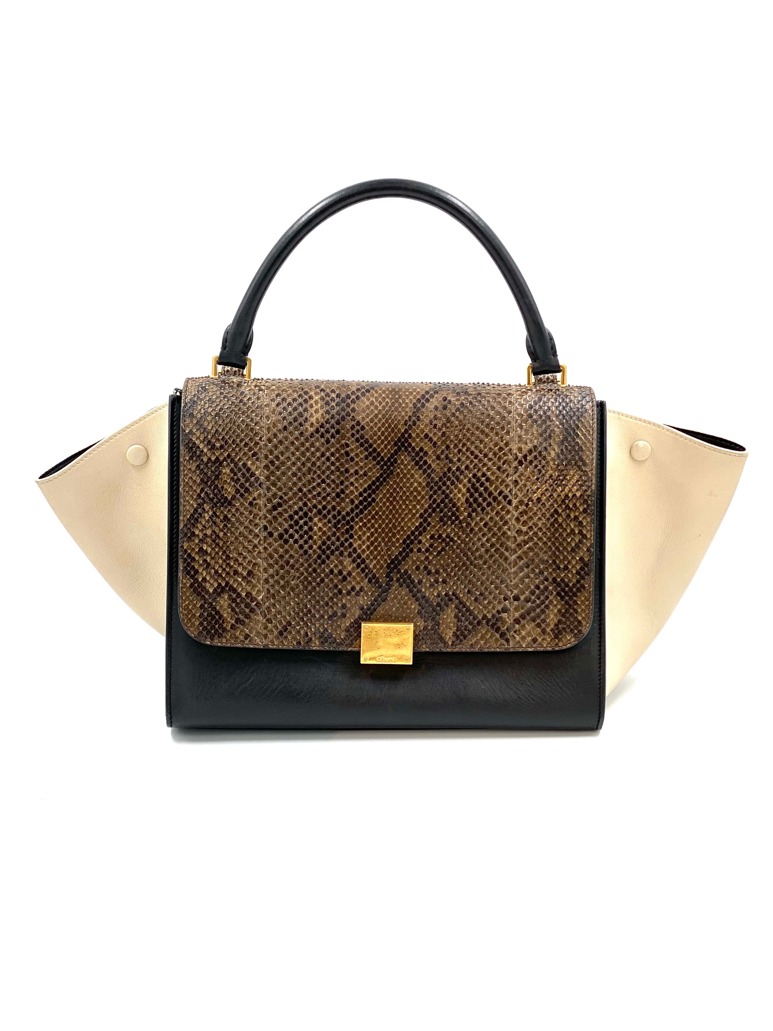 Celine Trapeze medium model handbag python suede