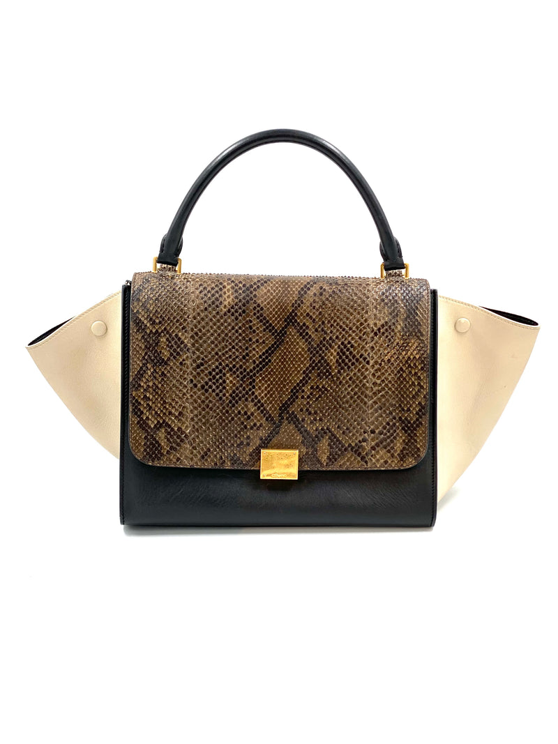 Celine Trapeze medium model handbag python suede