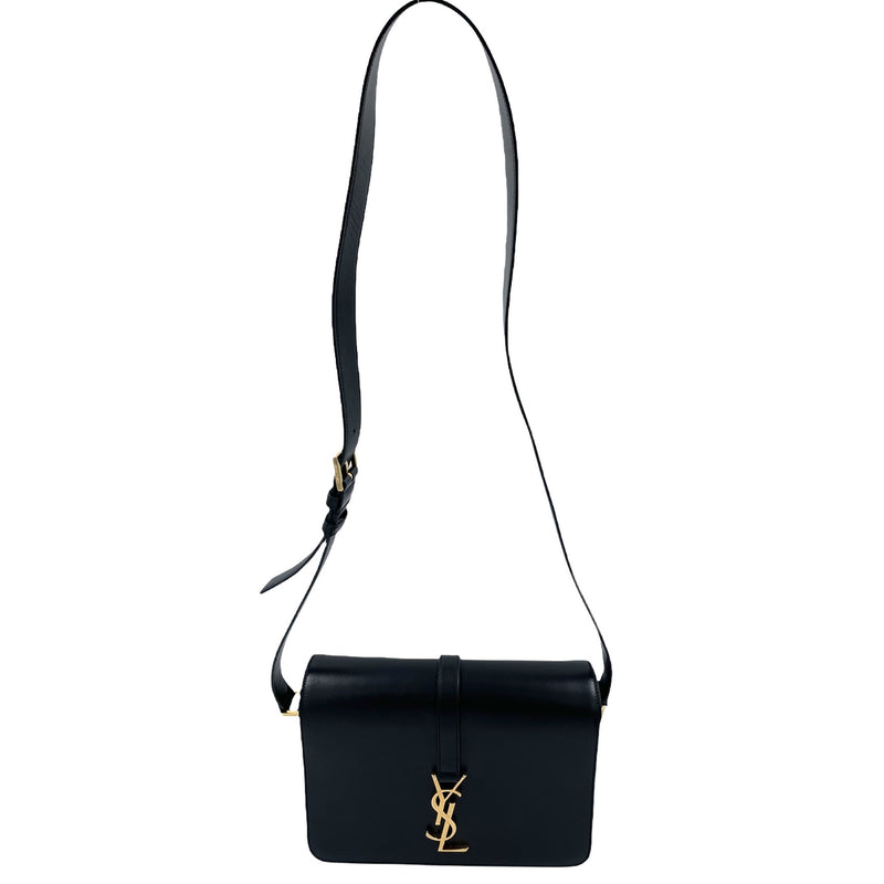 Yves Saint Laurent Black Smooth Calfskin Leather Monogramme Sac Universite Medium Shoulder Bag