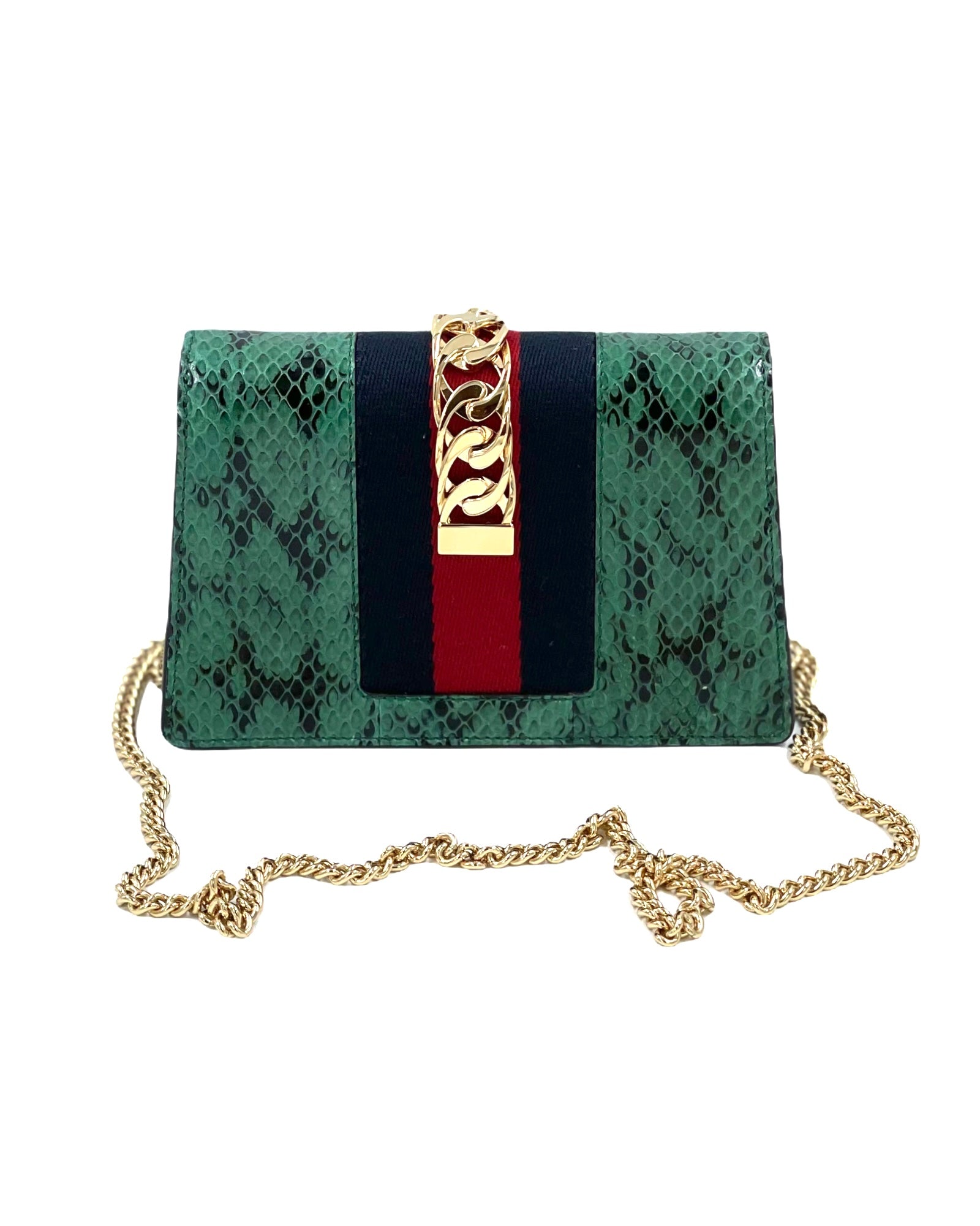 Gucci Sylvie Mini Green Python Shoulder Bag