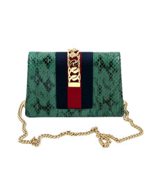 Gucci Sylvie Mini Green Python Shoulder Bag