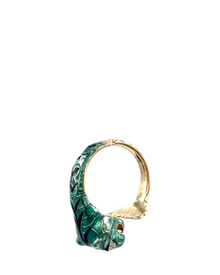 Gucci 18k Yellow Gold Diamond Enamel Le Marché des Merveilles Tiger Ring