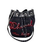 Chanel Embroidered Wool Calfskin Drawstring Bag