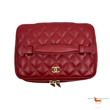 Chanel 20C Red Vanity Jewelry Travel O Case CC Quilted Top Handle Bag